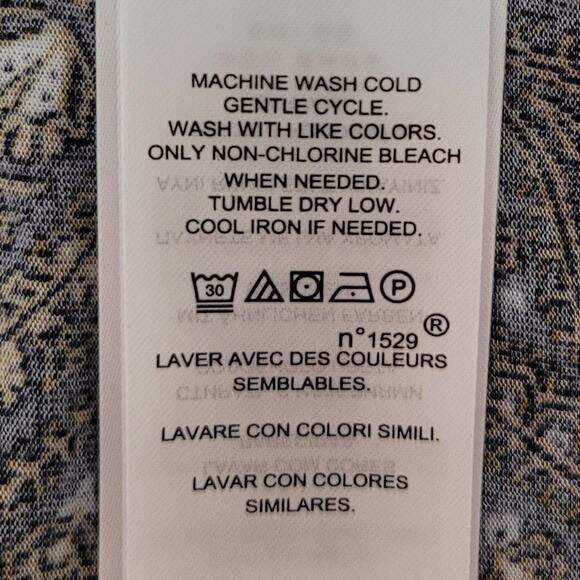 Lauren Ralph Lauren Fitted Paisley Knit Turtleneck Top Size XL Blue Multi Preppy - Picture 6 of 8